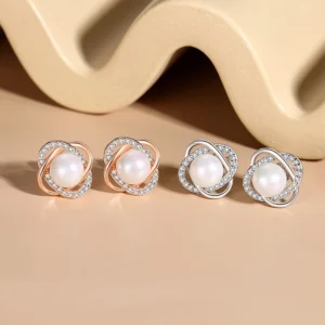 ต่างหู Pearl and Diamond ไข่มุก ต่างหูแฟชั่น เซ็ต 2 คู่