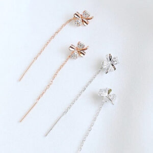 ต่างหู เงินแท้ 92.5% ใบโคลเวอร์ นำโชค เซ็ต 2 คู่