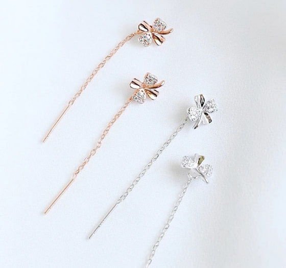 ต่างหู เงินแท้ 92.5% ใบโคลเวอร์ นำโชค เซ็ต 2 คู่