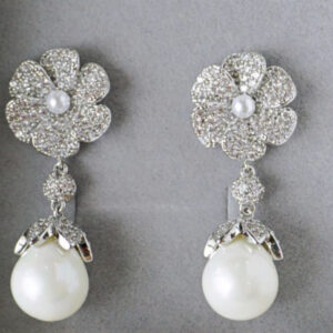 ต่างหูระย้าเพชรสังเคราะห์ประดับมุก เกรดพรีเมี่ยม