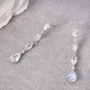 ต่างหูหนีบต่างหูแป้น แบบยาว ประดับคริสตัล