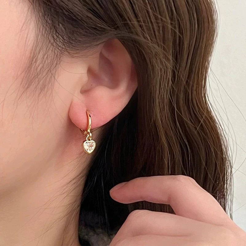 ต่างหูห่วง รูปหัวใจ ต่างหูชุบเงินแท้ คนแพ้ง่ายใช้ได้