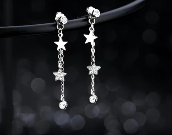 ต่างหูเงินแท้ Star Tassels ต่างหูเพชร ไม่ลอกไม่ดำสไตล์ใหม่