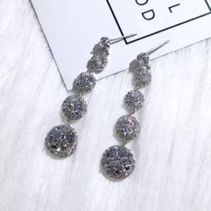 ต่างหูเจ้าสาวเพชร CZ เหลี่ยมเกสร เล่นระดับ 5 เม็ด งานสุดฮิต