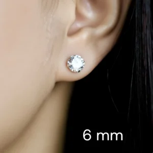 ต่างหูเพชรสวิส CZ เงินแท้ 925 ไม่แพ้ ไม่คัน ขนาด 6 mm.
